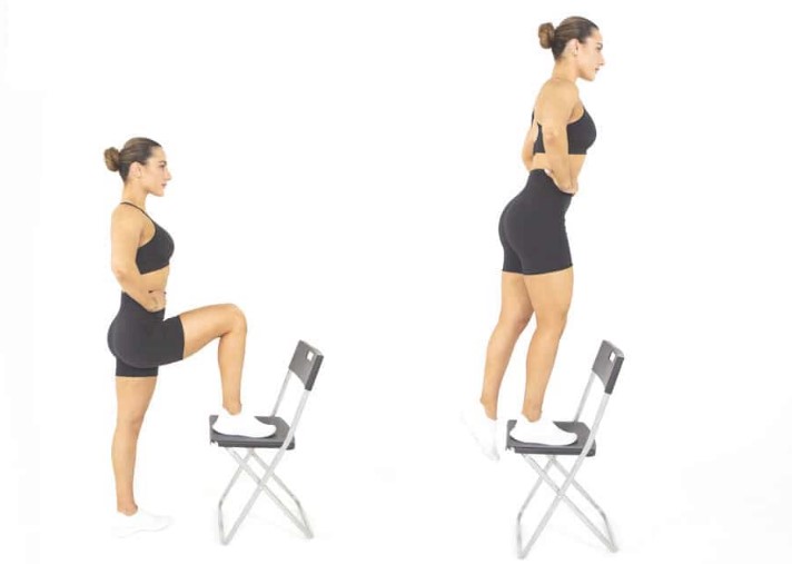 Mujer realizando el ejercicio  de Step-up para tonificar glúteos