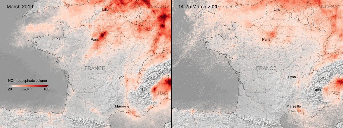 Concentración de dióxido de nitrógeno en Francia