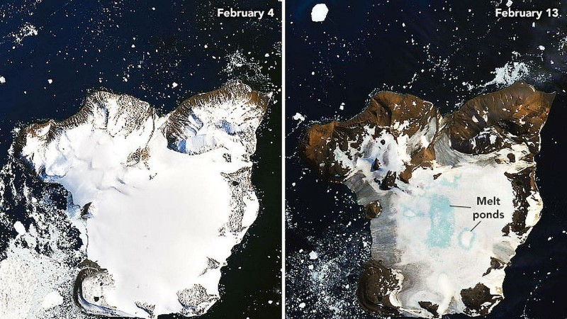 Imagen comparativa del deshielo de la AntÃ¡rtida de la NASA