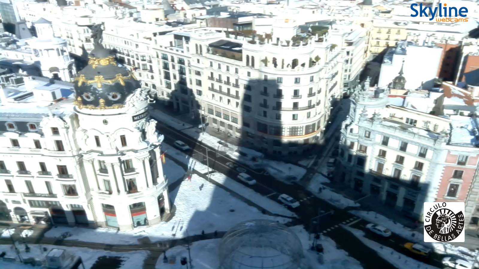 Gran Vía con una nevada histórica en enero de 2021