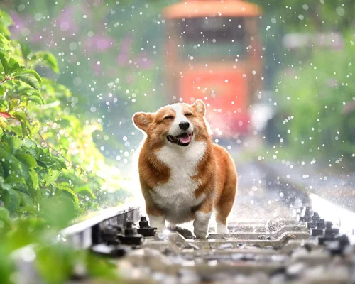 Un corgui disfrutando de la calle